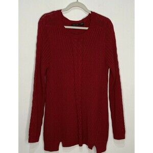 Jeanne Pierre Cable Knit Pullover Sweater Red Size XL
